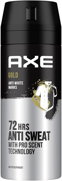 Axe Men Antiperspirant Deodorant Spray, For Anti-Mark Protection And Long Lasting Odour Protection, Gold, 72 Hours Anti-Sweat, 150ML