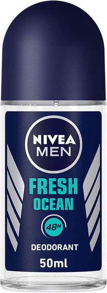 NIVEA MEN Deodorant Roll-on for Men, Fresh Ocean Aqua Scent, 50ml