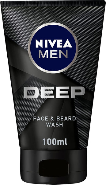 NIVEA MEN Face & Beard Wash Cleanser, DEEP Active Charcoal, 100ml