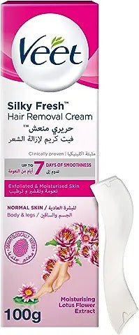 Veet Silky Fresh Hair Removal Cream Body & Legs for Normal Skin, Soothing – 100g