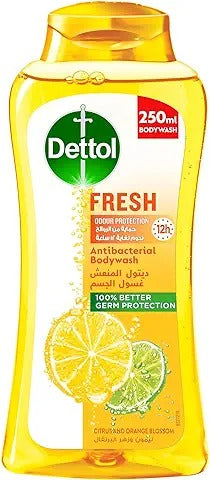 Dettol Fresh Showergel & Bodywash, Citrus & Orange Blossom Fragrance for Effective Germ Protection & Personal Hygiene, 250ml