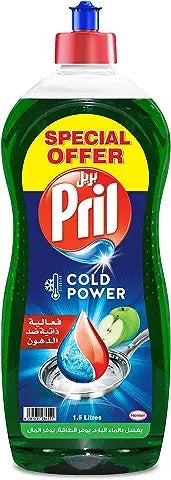 Pril Cold Power Hand Dishwashing Liquid, Apple, 1.5L